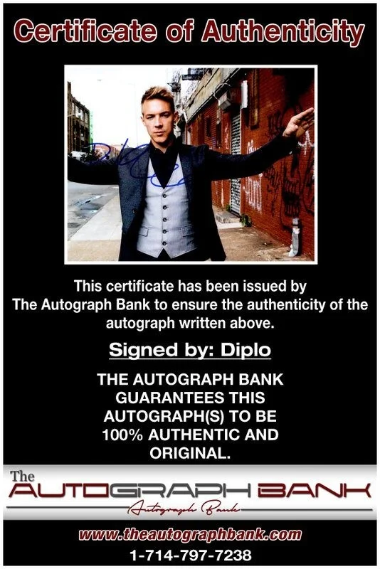 Diplo — Diplo authentic signed EDM DJ 8x10 photo W/Cert Autographed EDC Dub step A4, image 2