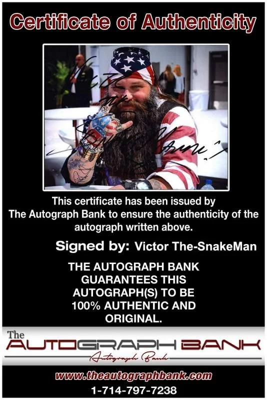 Victor The-Snakemannn — Victor The SnakeMannn signed celebrity 8x10 photo W/Cert Autograph 07, изображение 2