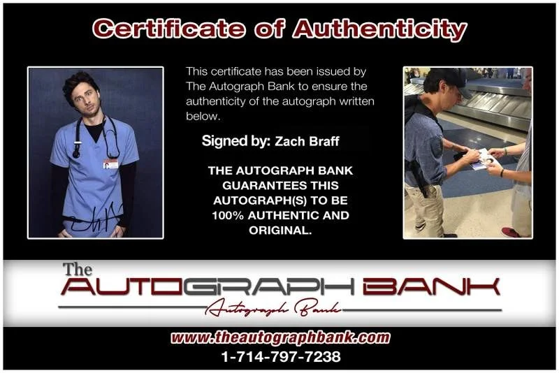 Zach Braff — Zach Braff signed celebrity 8x10 photo W/Cert Autograph 0780, изображение 2