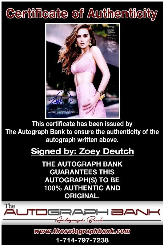 Zoey Deutch — Zoey Deutch authentic signed celebrity 8X10 photo W/Cert Autographed 132516d1, image 2