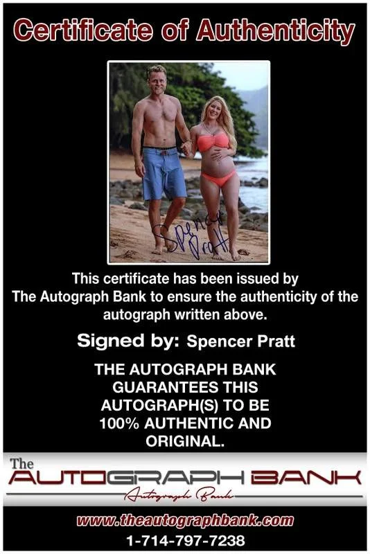 Spencer Pratt — Spencer Pratt signed celebrity 8x10 photo W/Cert Autograph 0697, изображение 2