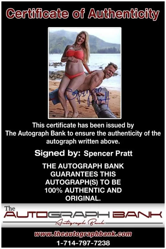 Spencer Pratt — Spencer Pratt signed celebrity 8x10 photo W/Cert Autograph 0698, изображение 2