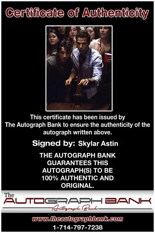 Skylar Astin — Skylar Astin signed celebrity 8x10 photo W/Cert Autograph 0696, image 2