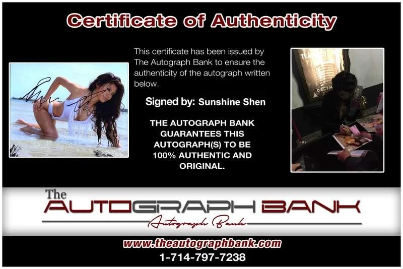Sunshine Shen — Sunshine Shen signed celebrity 8x10 photo W/Cert Autograph 0371, image 2