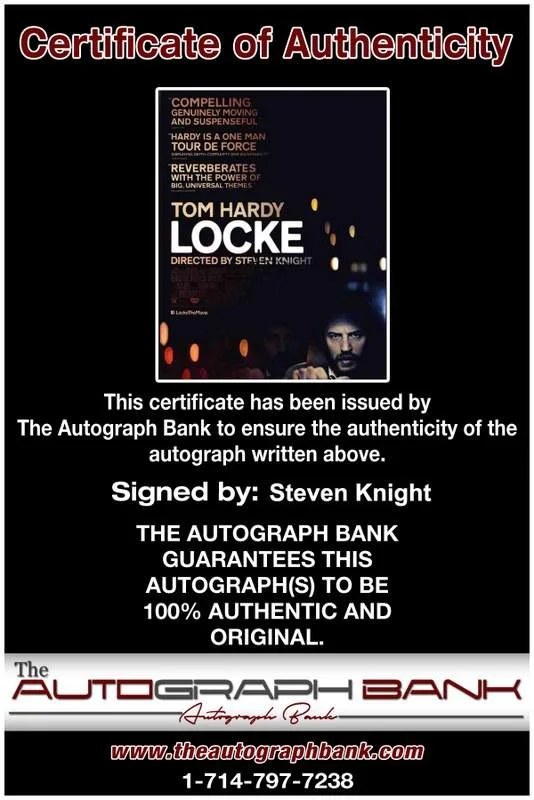 Steven Knight — Steven Knight signed celebrity 8x10 photo W/Cert Autograph 0368, изображение 2
