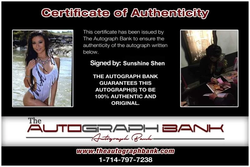 Sunshine Shen — Sunshine Shen signed celebrity 8x10 photo W/Cert Autograph 0721, изображение 2