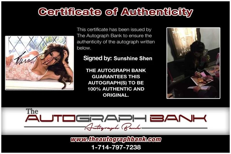 Sunshine Shen — Sunshine Shen signed celebrity 8x10 photo W/Cert Autograph 0372, изображение 2