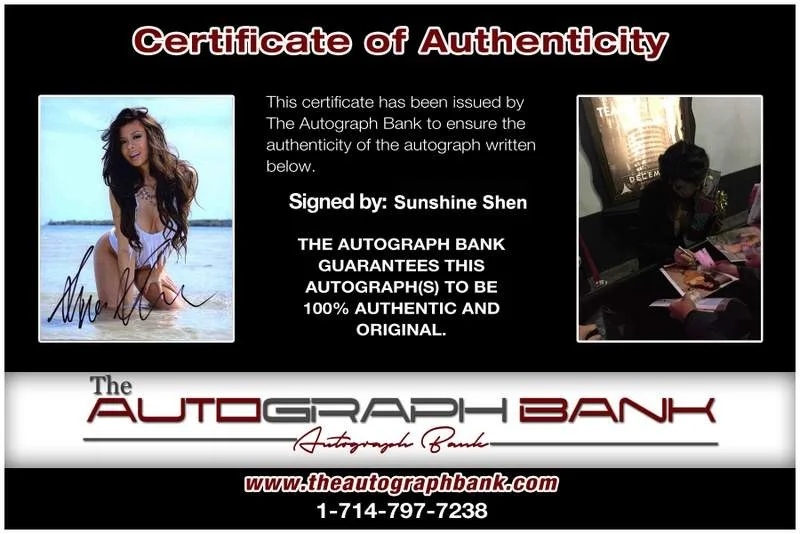 Sunshine Shen — Sunshine Shen signed celebrity 8x10 photo W/Cert Autograph 0370, image 2
