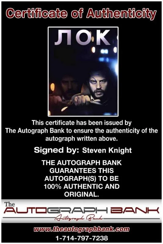 Steven Knight — Steven Knight signed celebrity 8x10 photo W/Cert Autograph 0369, image 2