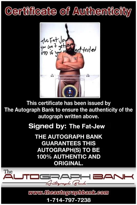 The Fat-Jew — The Fat-Jew signed celebrity 8x10 photo W/Cert Autograph 0735, изображение 2