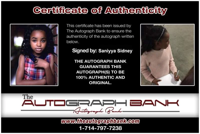 Saniyya Sidney — Saniyya Sidney signed celebrity 8x10 photo W/Cert Autograph 0351, изображение 2
