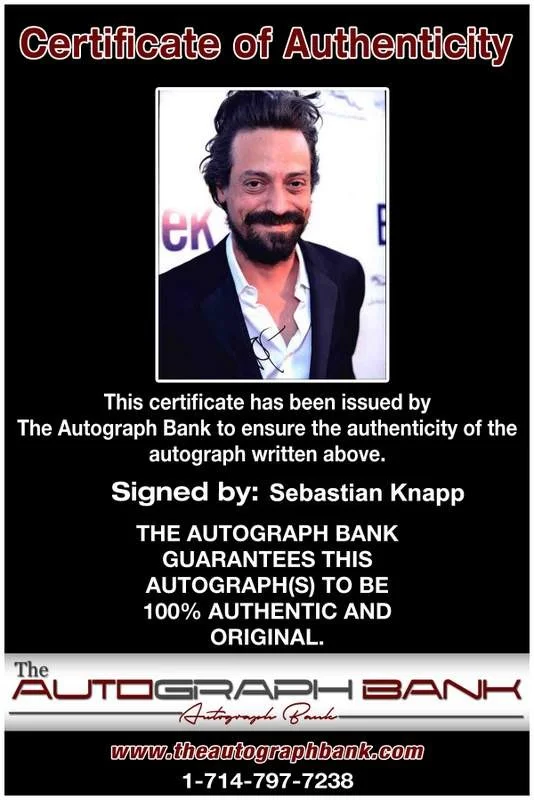 Sebastian Knapp — Sebastian Knapp signed celebrity 8x10 photo W/Cert Autograph 0360, image 2