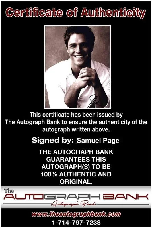 Samuel Page — Samuel Page signed celebrity 8x10 photo W/Cert Autograph 0345, изображение 2