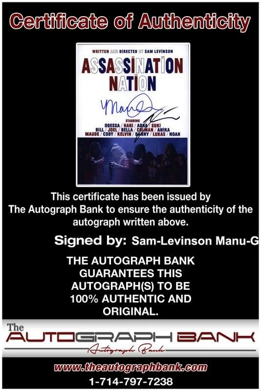 Sam-Levinson Manu-Gargi — Sam-Levinson Manu-Gargi signed celebrity 8x10 photo W/Cert Autograph 0001, изображение 2
