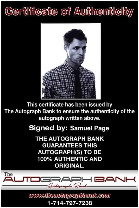 Samuel Page — Samuel Page signed celebrity 8x10 photo W/Cert Autograph 0342, изображение 2