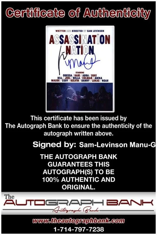 Sam-Levinson Manu-Gargi — Sam-Levinson Manu-Gargi signed celebrity 8x10 photo W/Cert Autograph 0005, image 2