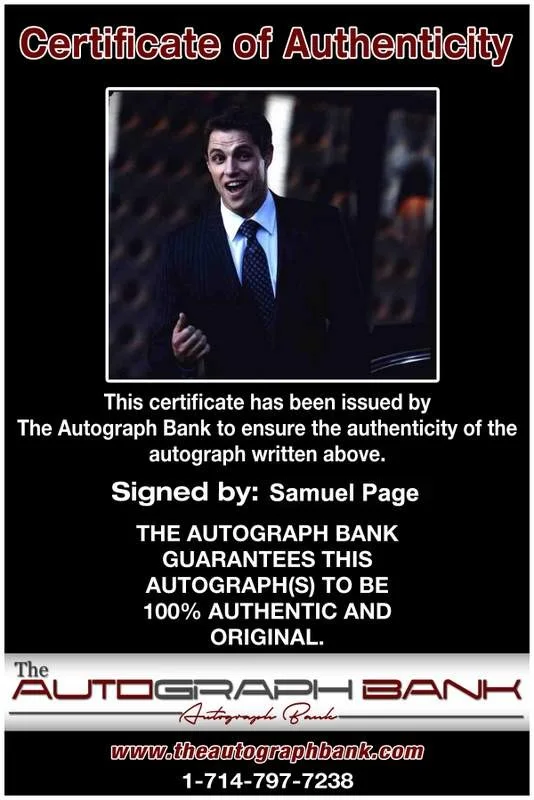 Samuel Page — Samuel Page signed celebrity 8x10 photo W/Cert Autograph 0339, image 2