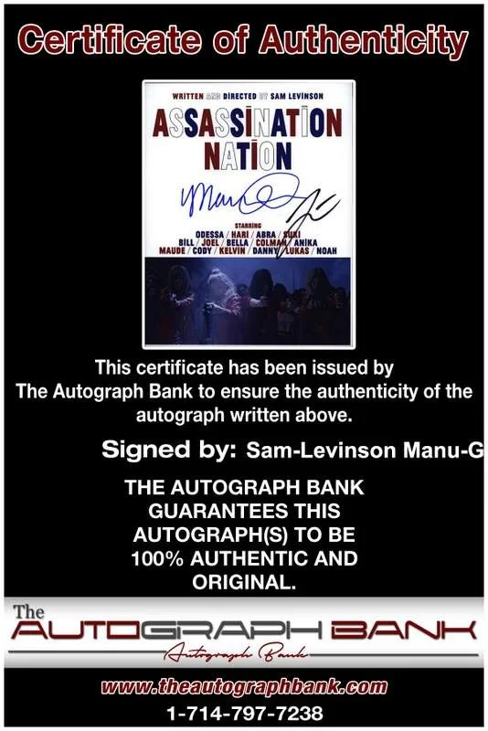 Sam-Levinson Manu-Gargi — Sam-Levinson Manu-Gargi signed celebrity 8x10 photo W/Cert Autograph 0003, image 2