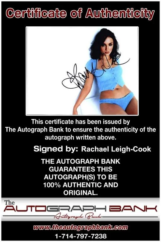 Rachael Leigh-Cook — Rachael Leigh-Cook signed celebrity 8x10 photo W/Cert Autograph 0590, image 2