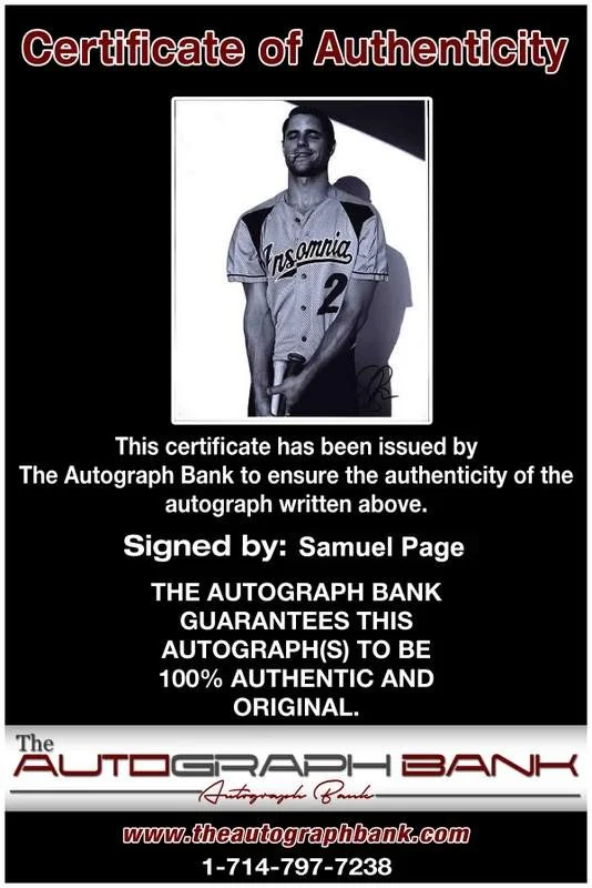 Samuel Page — Samuel Page signed celebrity 8x10 photo W/Cert Autograph 0341, image 2