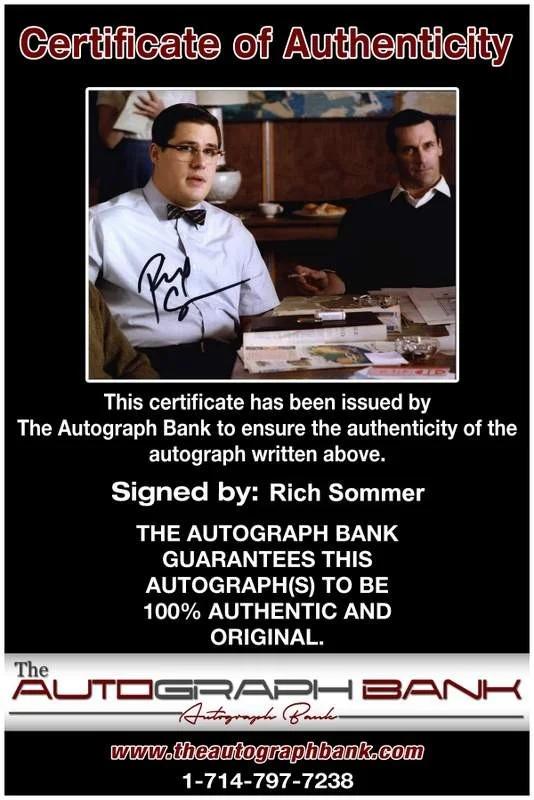 Rich Sommer — Rich Sommer signed celebrity 8x10 photo W/Cert Autograph 0003, изображение 2