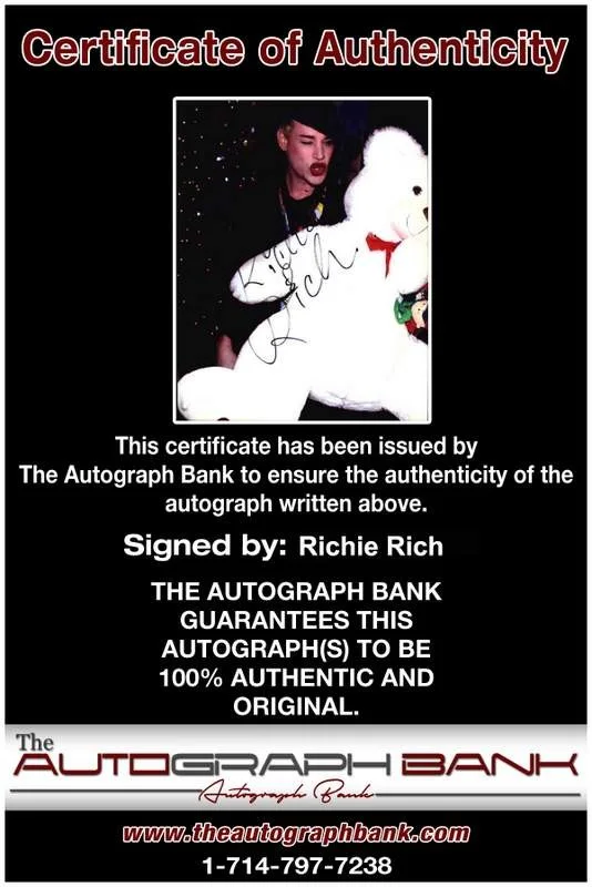 Richie Rich — Richie Rich signed celebrity 8x10 photo W/Cert Autograph 0315, image 2