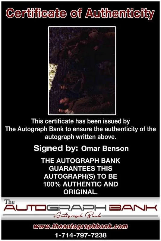 Omar Benson — Omar Benson signed celebrity 8x10 photo W/Cert Autograph 0293, image 2
