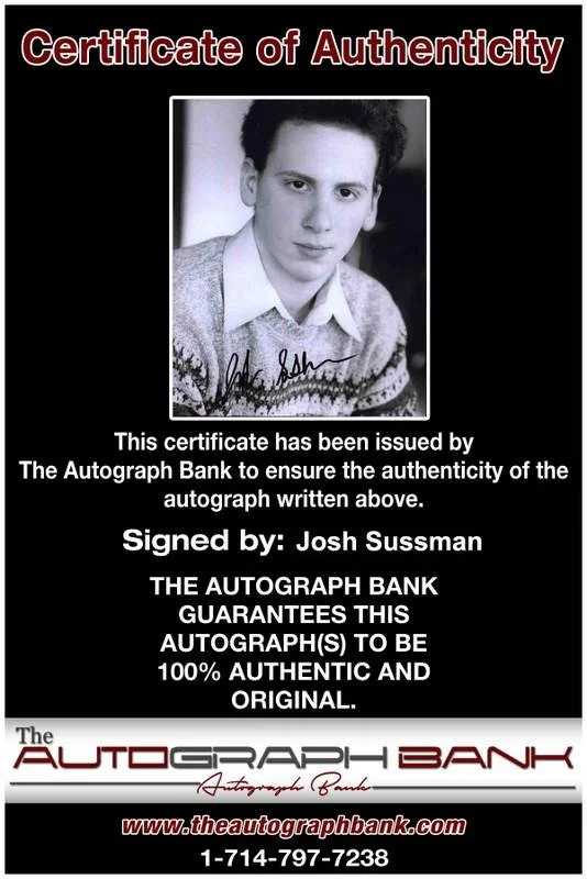 Josh Sussman — Josh Sussman signed celebrity 8x10 photo W/Cert Autograph 0231, изображение 2