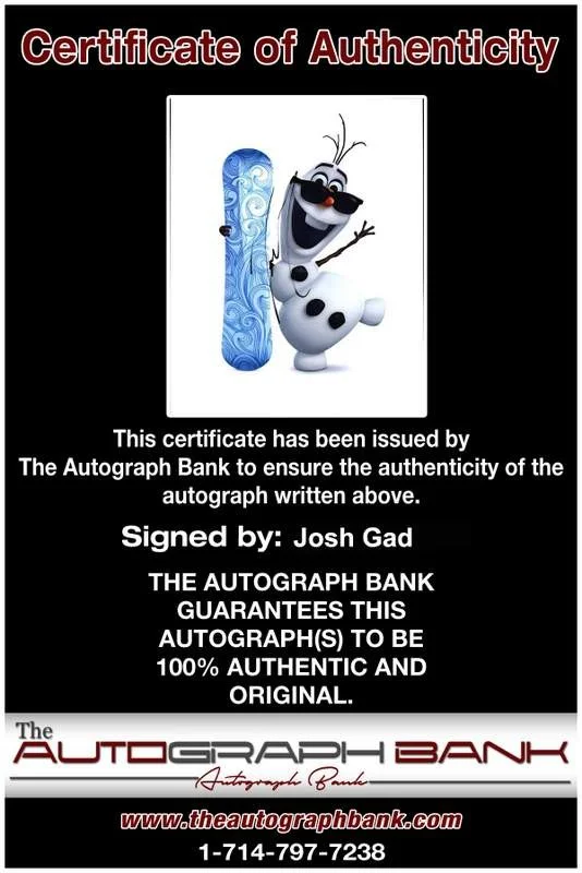 Josh Gad — Josh Gad signed celebrity 8x10 photo W/Cert Autograph 0388, image 2
