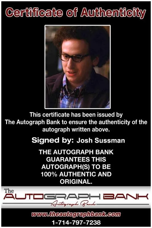 Josh Sussman — Josh Sussman signed celebrity 8x10 photo W/Cert Autograph 0230, изображение 2