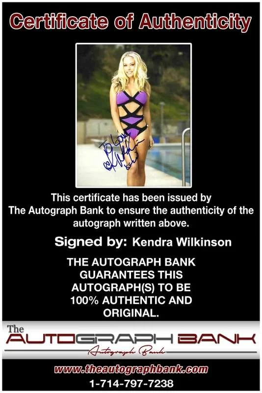 Kendra Wilkinson — Kendra Wilkinson signed celebrity 8x10 photo W/Cert Autograph 0237, изображение 2