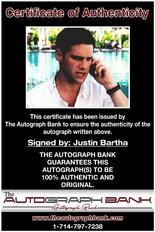 Justin Bartha — Justin Bartha authentic signed celebrity 8x10 photo W/Cert Autographed 132716b1, изображение 2