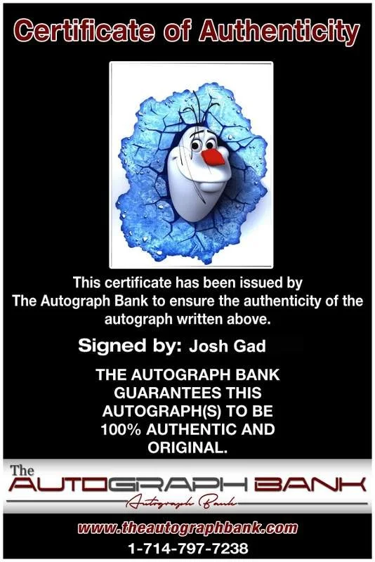 Josh Gad — Josh Gad signed celebrity 8x10 photo W/Cert Autograph 0389, image 2