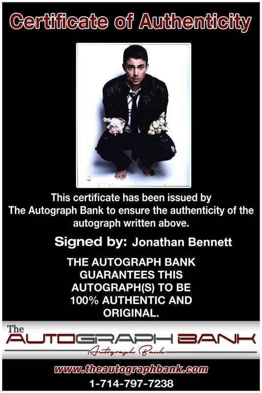 Jonathan Bennett — Jonathan Bennett signed celebrity 8x10 photo W/Cert Autograph 0371, image 2