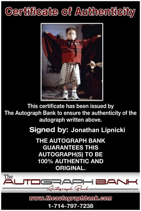 Jonathan Lipnicki — Jonathan Lipnicki signed celebrity 8x10 photo W/Cert Autograph 0376, изображение 2