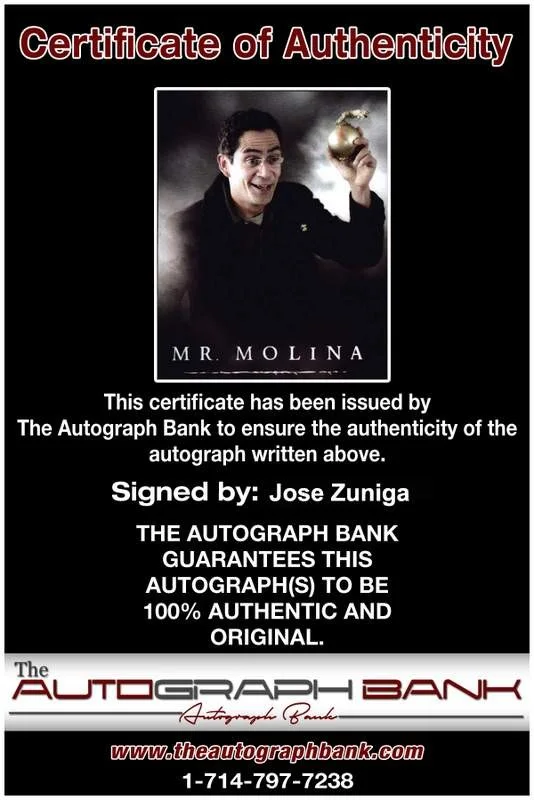 Jose Zuniga — Jose Zuniga signed celebrity 8x10 photo W/Cert Autograph 0384, image 2