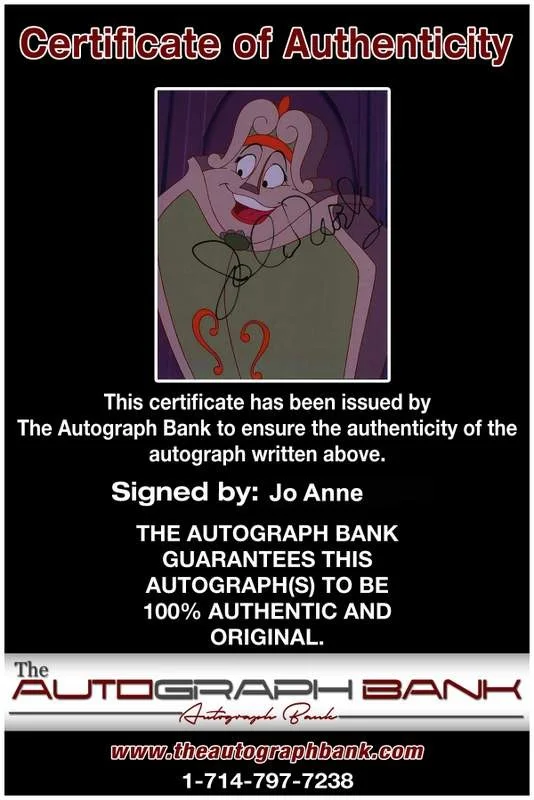 Jo Anne — Jo Anne signed celebrity 8x10 photo W/Cert Autograph 0336, image 2