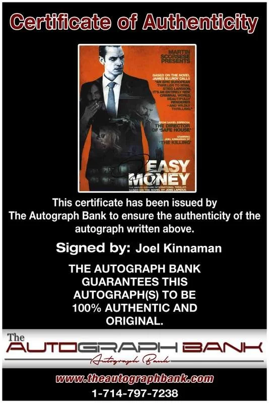 Joel Kinnaman — Joel Kinnaman signed celebrity 8x10 photo W/Cert Autograph 0204, изображение 2