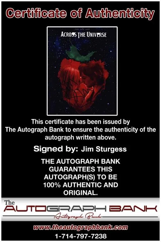 Jim Sturgess — Jim Sturgess signed celebrity 8x10 photo W/Cert Autograph 0334, image 2