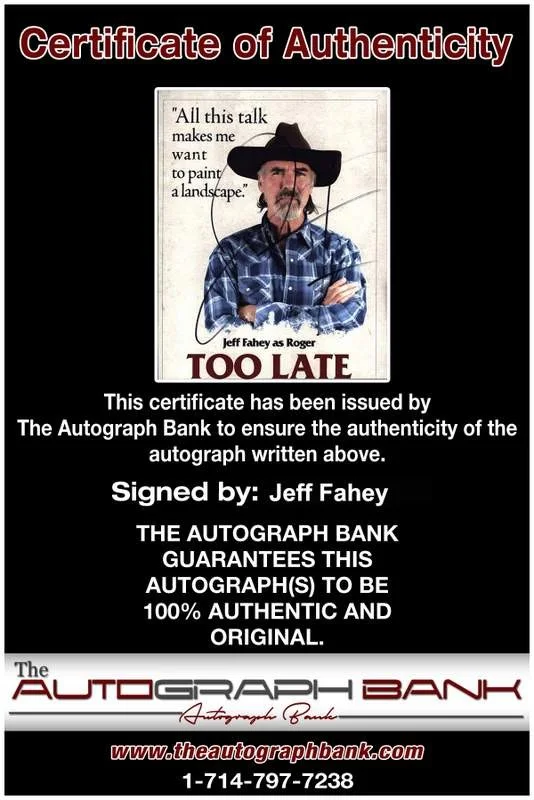 Jeff Fahey — Jeff Fahey signed celebrity 8x10 photo W/Cert Autograph 0302, изображение 2