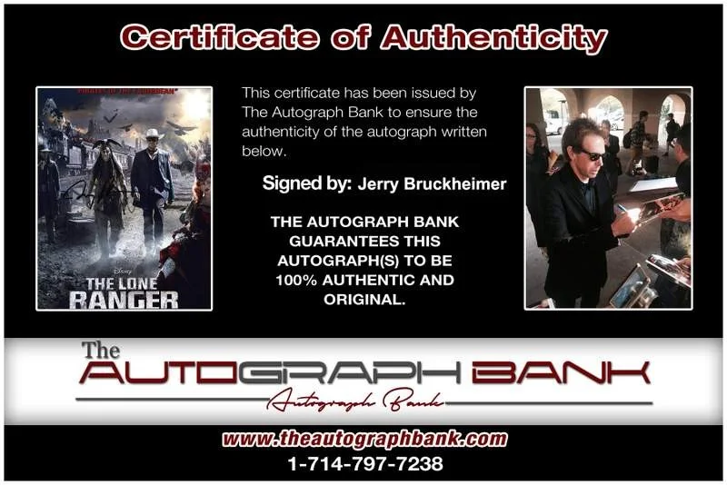 Jerry Bruckheimer — Jerry Bruckheimer signed celebrity 8x10 photo W/Cert Autograph 0310, image 2