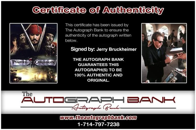 Jerry Bruckheimer — Jerry Bruckheimer signed celebrity 8x10 photo W/Cert Autograph 0311, image 2
