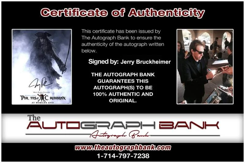 Jerry Bruckheimer — Jerry Bruckheimer signed celebrity 8x10 photo W/Cert Autograph 0312, изображение 2