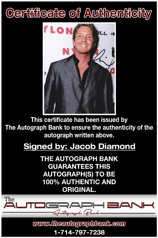Jacob Diamond — Jacob Diamond authentic signed celebrity 8x10 photo W/Cert Autographed 132716b1, изображение 2