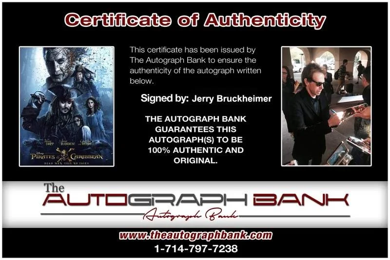 Jerry Bruckheimer — Jerry Bruckheimer signed celebrity 8x10 photo W/Cert Autograph 0313, изображение 2