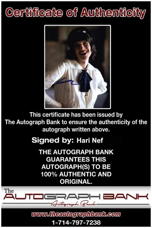 Hari Nef — Hari Nef signed celebrity 8x10 photo W/Cert Autograph 0004, изображение 2