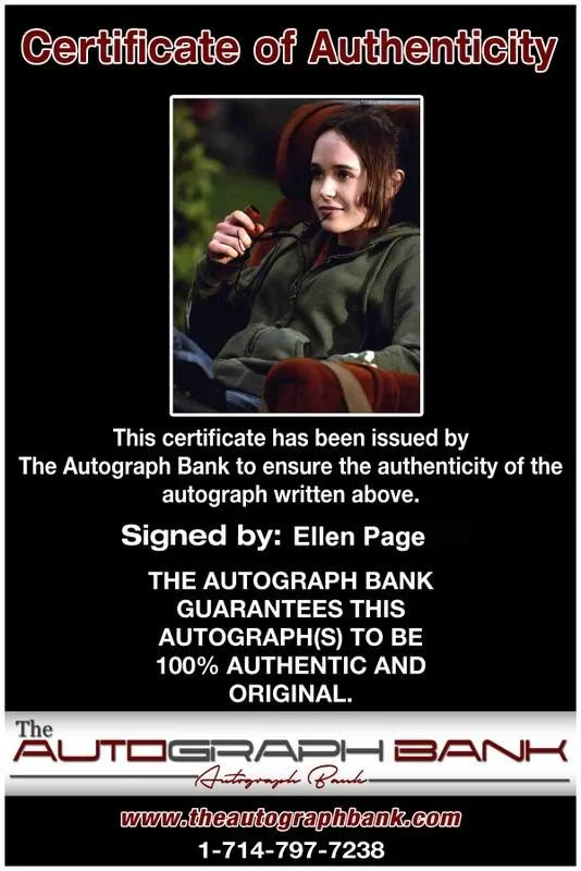 Ellen Page — Ellen Page signed celebrity 8x10 photo W/Cert Autograph 0121, image 2