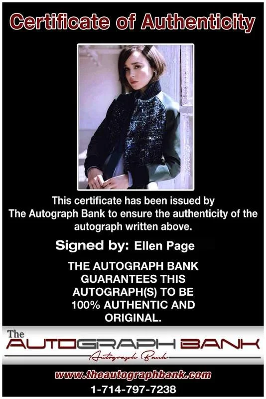 Ellen Page — Ellen Page signed celebrity 8x10 photo W/Cert Autograph 0122, image 2