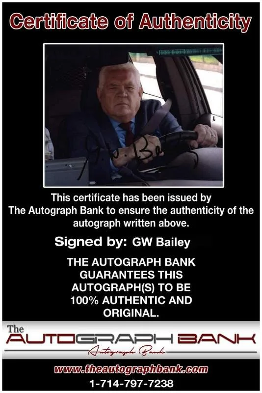 Gw Bailey — Gw Bailey signed celebrity 8x10 photo W/Cert Autograph 0243, изображение 2