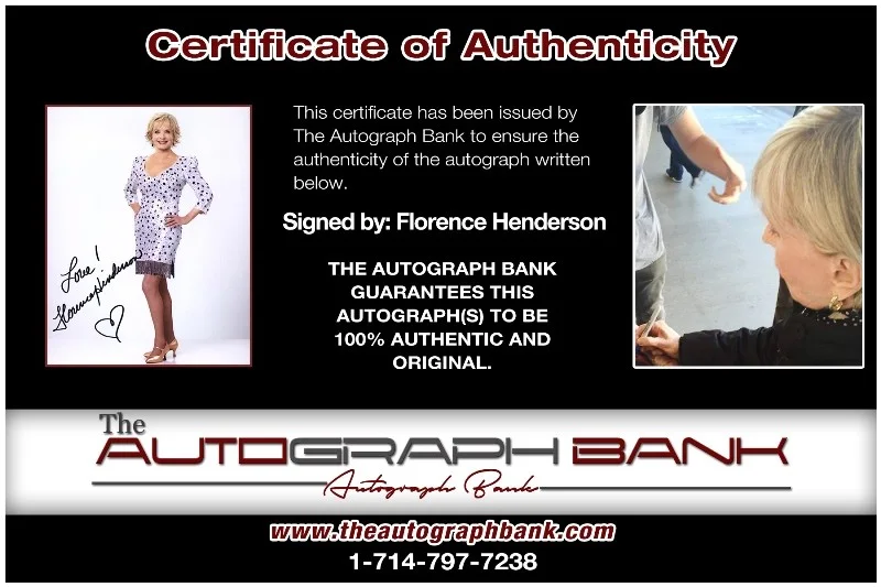 Florence Henderson — Florence Henderson authentic signed 8x10 photo |CERT Autographed 132716c1, изображение 2